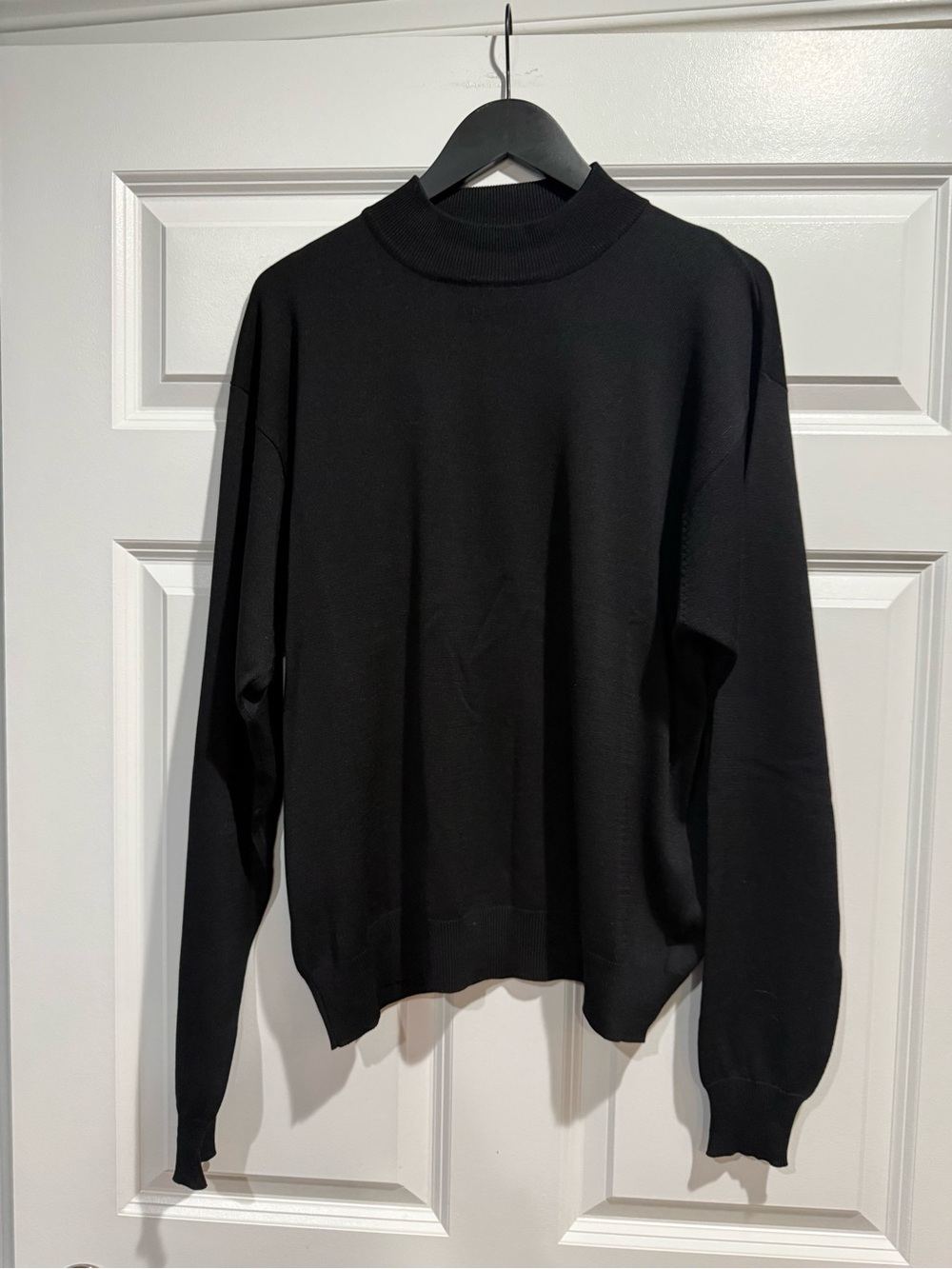 Men's Black Mock Neck Sweater in 100% Silk by David & David